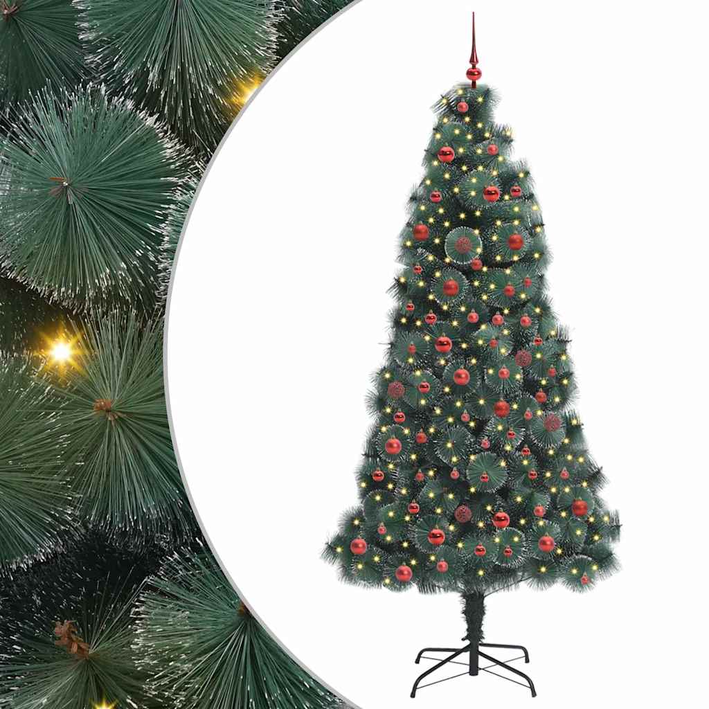 vidaXL Künstlicher beleuchteter Weihnachtsbaum mit Kugel-Set 120 cm