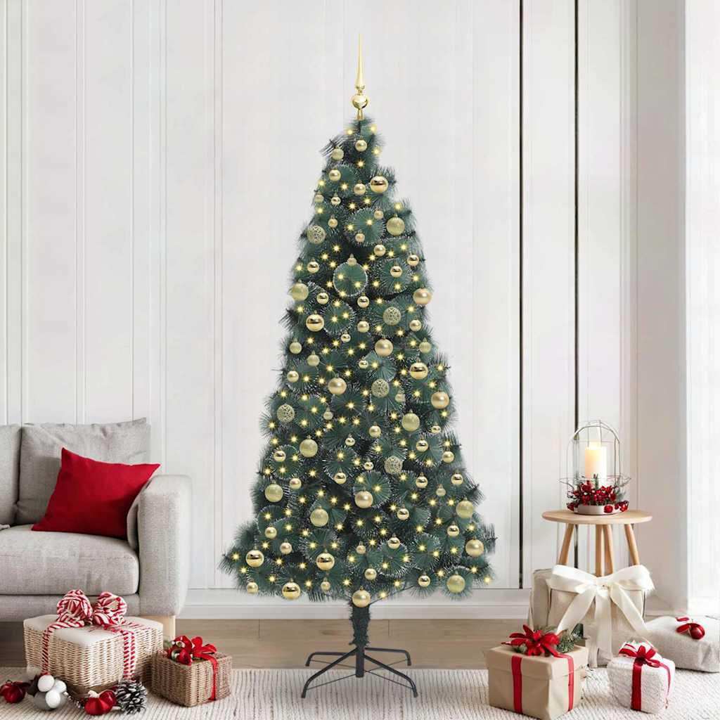 vidaXL Künstlicher beleuchteter Weihnachtsbaum mit Kugel-Set 120 cm