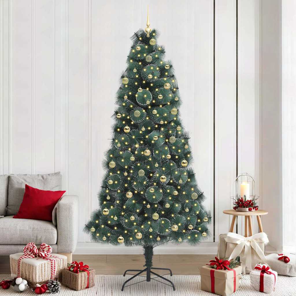 vidaXL Künstlicher beleuchteter Weihnachtsbaum mit Kugel-Set 120 cm