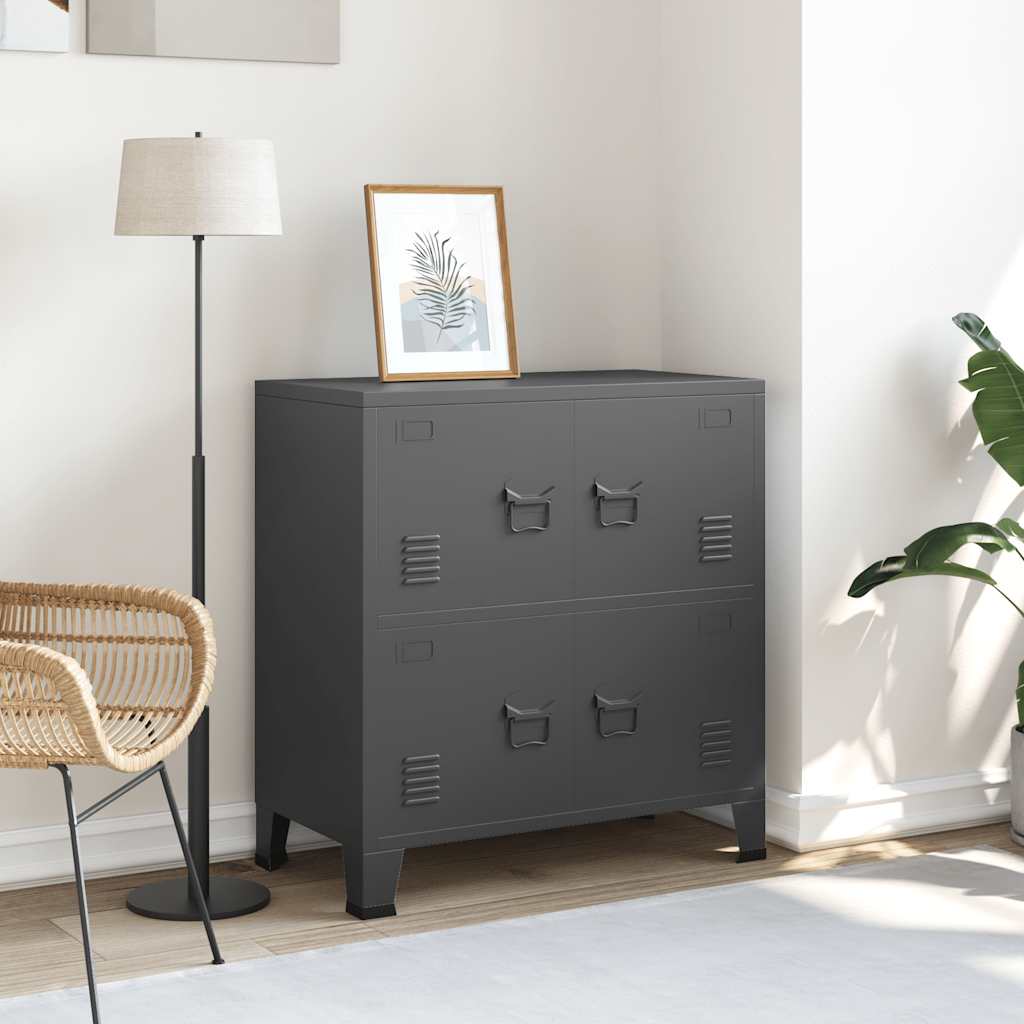 vidaXL Lagerschrank Industrial Schwarz 75x40x80 cm Stahl