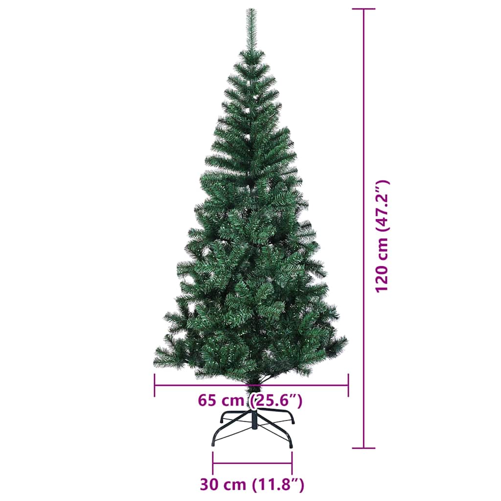 vidaXL Künstlicher vorbeleuchteter Weihnachtsbaum Grün 120 cm
