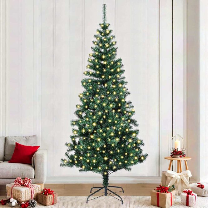 vidaXL Künstlicher vorbeleuchteter Weihnachtsbaum Grün 120 cm