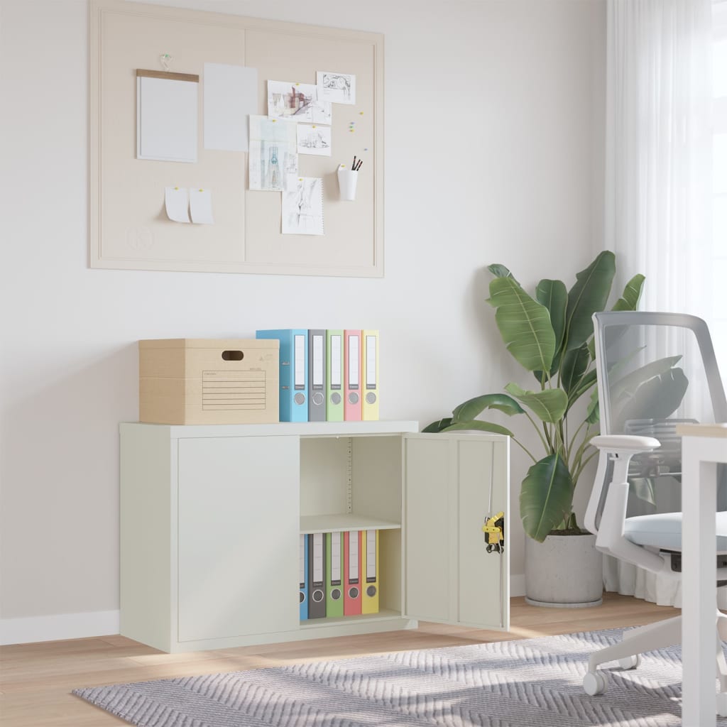 vidaXL Aktenschrank mit 2 Türen Grau 90 cm Stahl