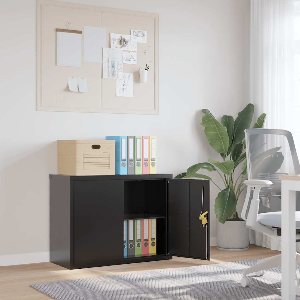 vidaXL Aktenschrank mit 2 Türen Grau 90 cm Stahl