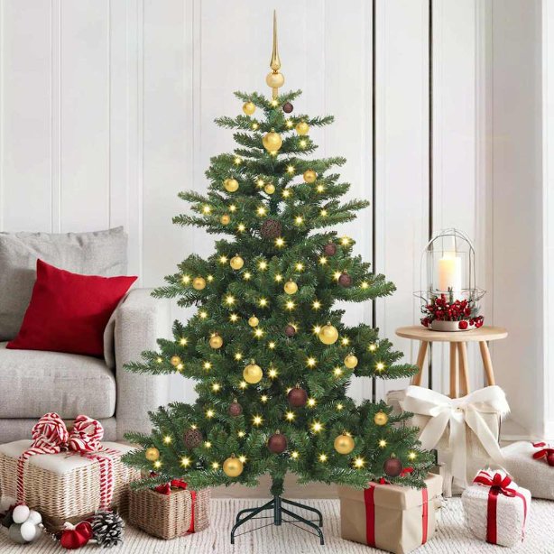 vidaXL Künstlicher klappbarer Weihnachtsbaum Grün 150 cm PVC und Stahl