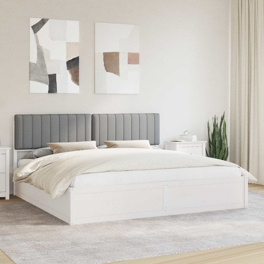 vidaXL Bettgestell mit gepolstertem Kopfteil Hellgrau 200 x 200 cm