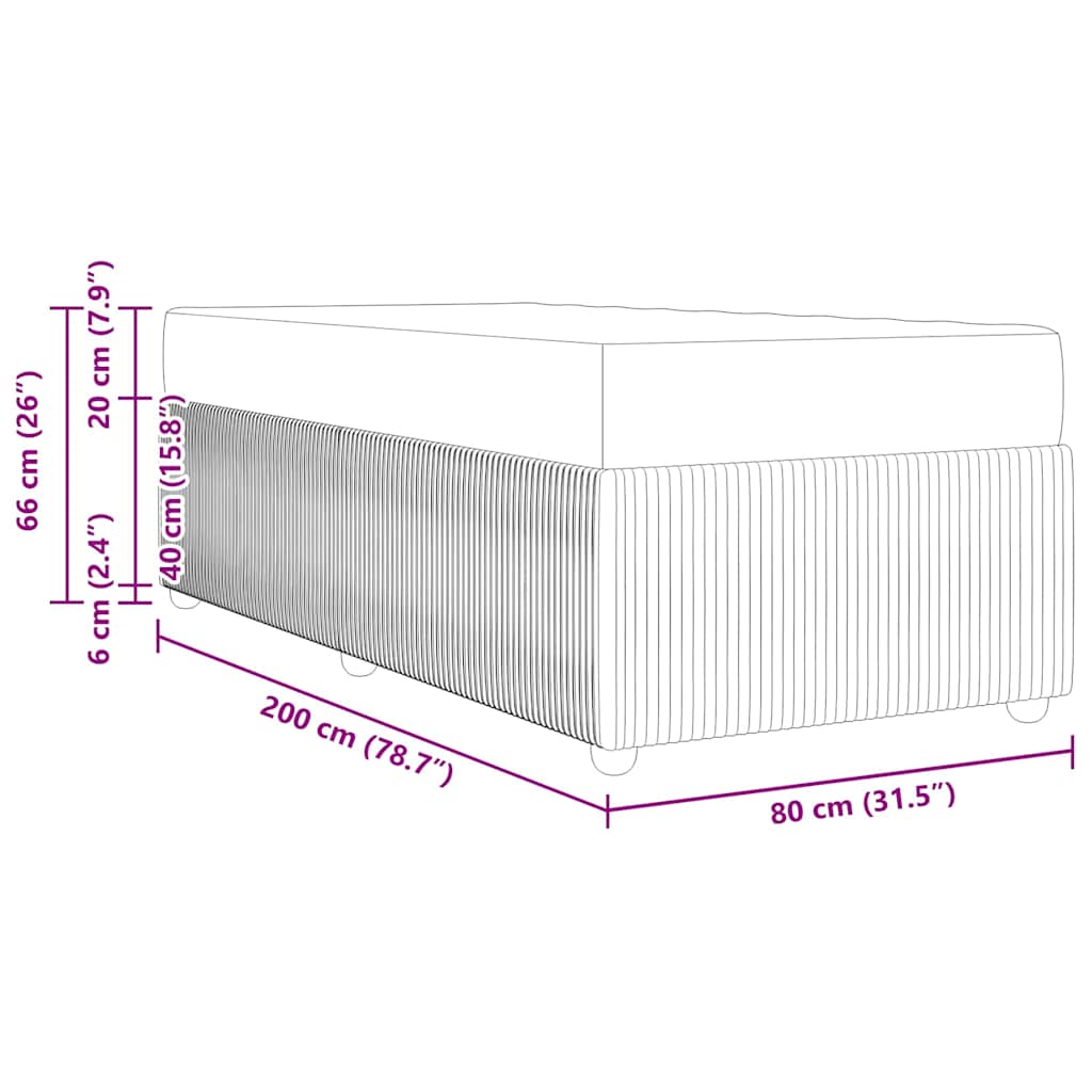 vidaXL Bettrahmen mit Matratze Hellgrau 80 x 200 cm Stoff