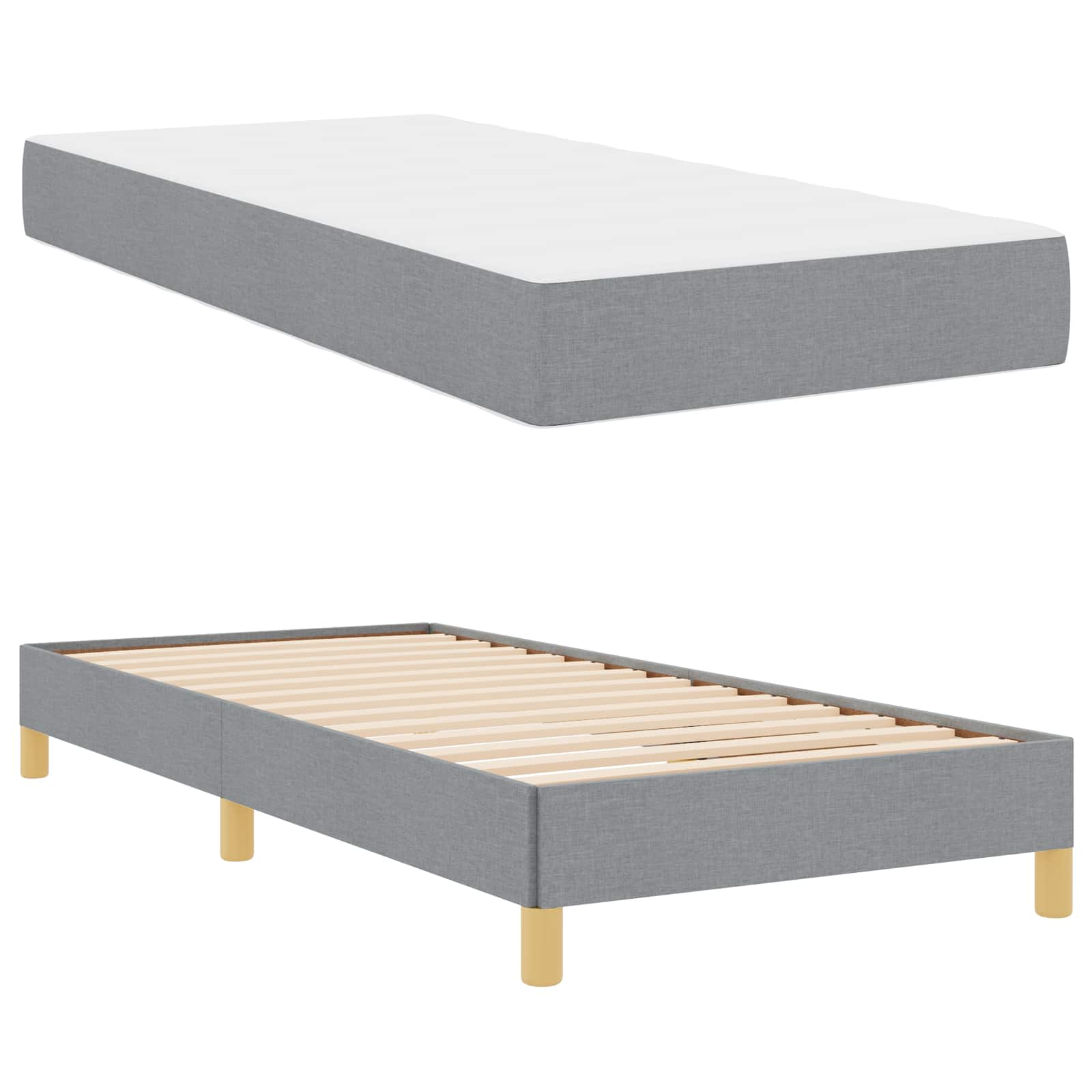 vidaXL Boxspringbett mit Matratze Hellgrau 80 x 200 cm Stoff