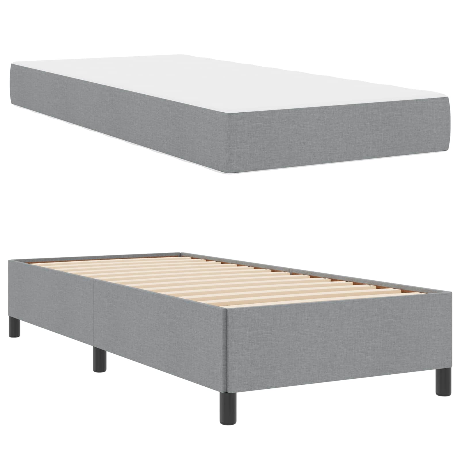vidaXL Boxspringbett Hellgrau 80 x 200 cm Stoff