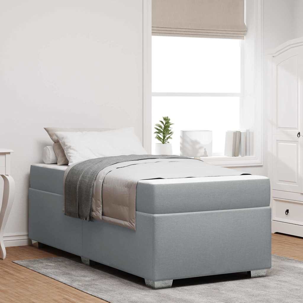 vidaXL Bettrahmen mit Matratze Hellgrau 80 x 200 cm Stoff