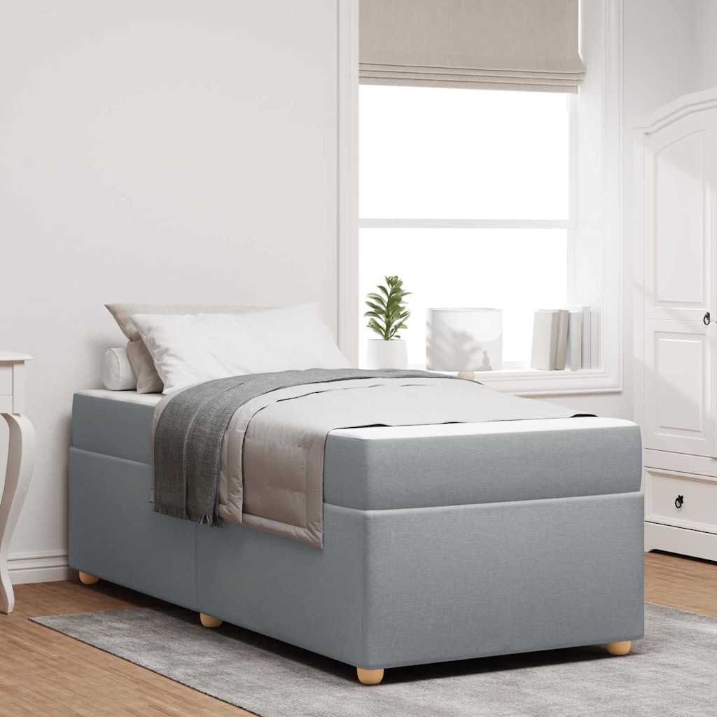 vidaXL Bettrahmen mit Matratze Hellgrau 80 x 200 cm Stoff