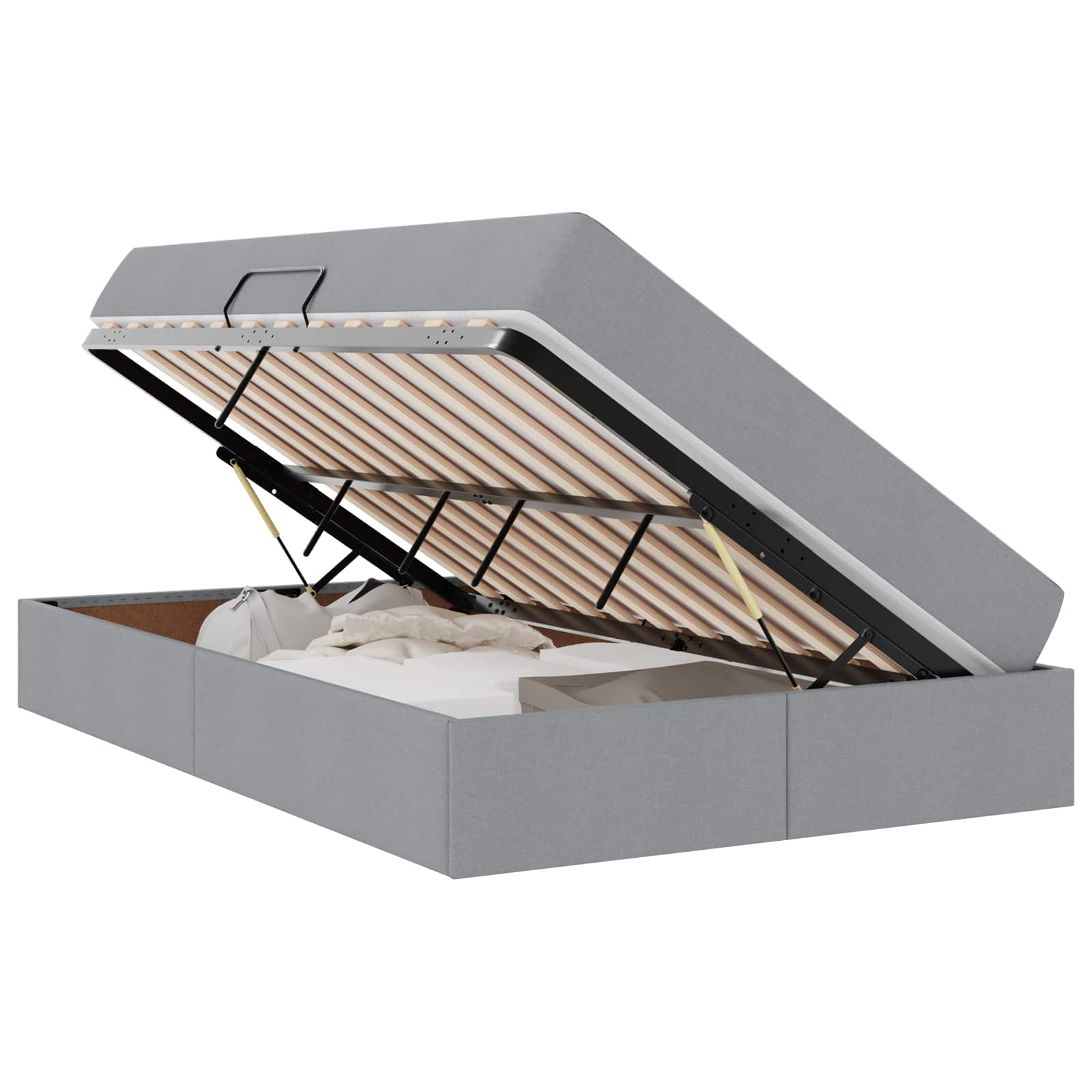 vidaXL Aufbewahrungsbett mit Matratze Hellgrau 120 x 190 cm Polyester