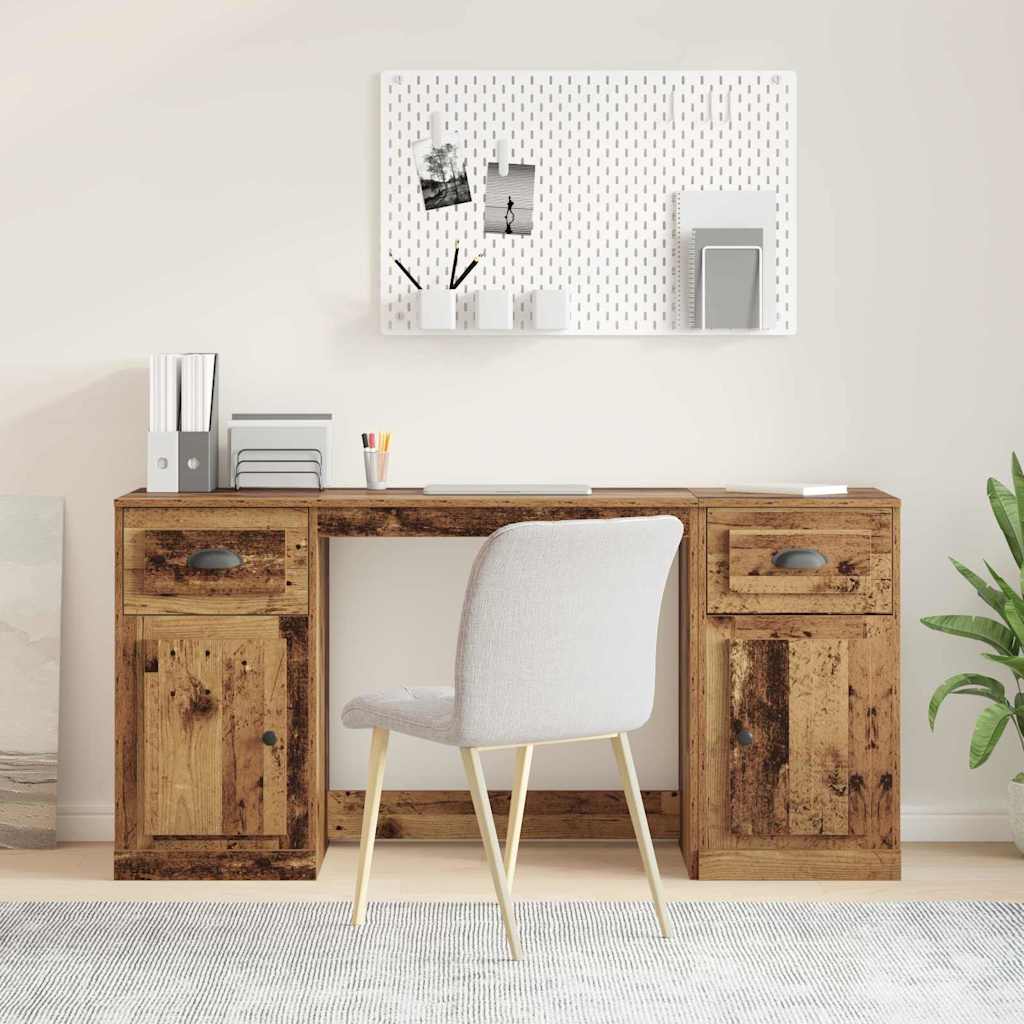 Schreibtisch mit Stauraum Weiß Holzwerkstoff