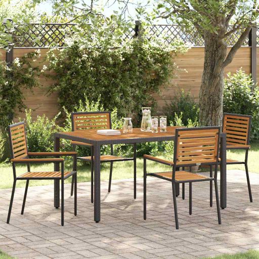 vidaXL Garten Stapelstühle 4 pcs Braun und Schwarz