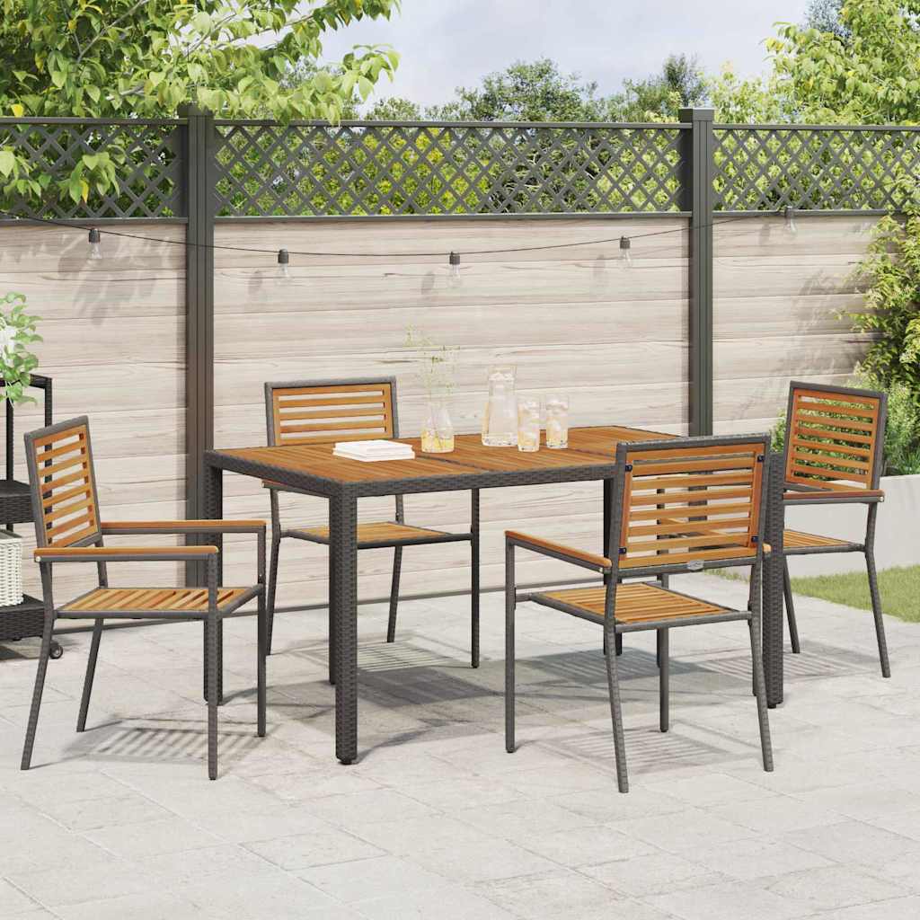vidaXL Garten Stapelstühle 4 pcs Braun und Schwarz