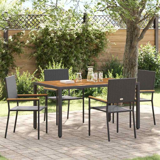 vidaXL Garten Stapelstühle 4 pcs Braun und Schwarz