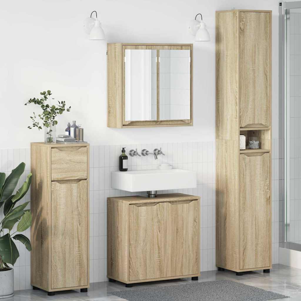 vidaXL Badezimmermöbel-Set mit Schubladen 4 pcs Weiß Holzwerkstoff