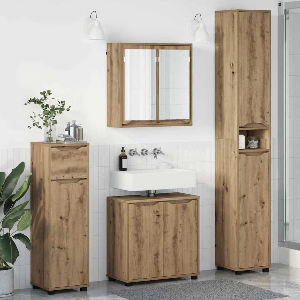 vidaXL Badezimmermöbel-Set mit Schubladen 4 pcs Weiß Holzwerkstoff