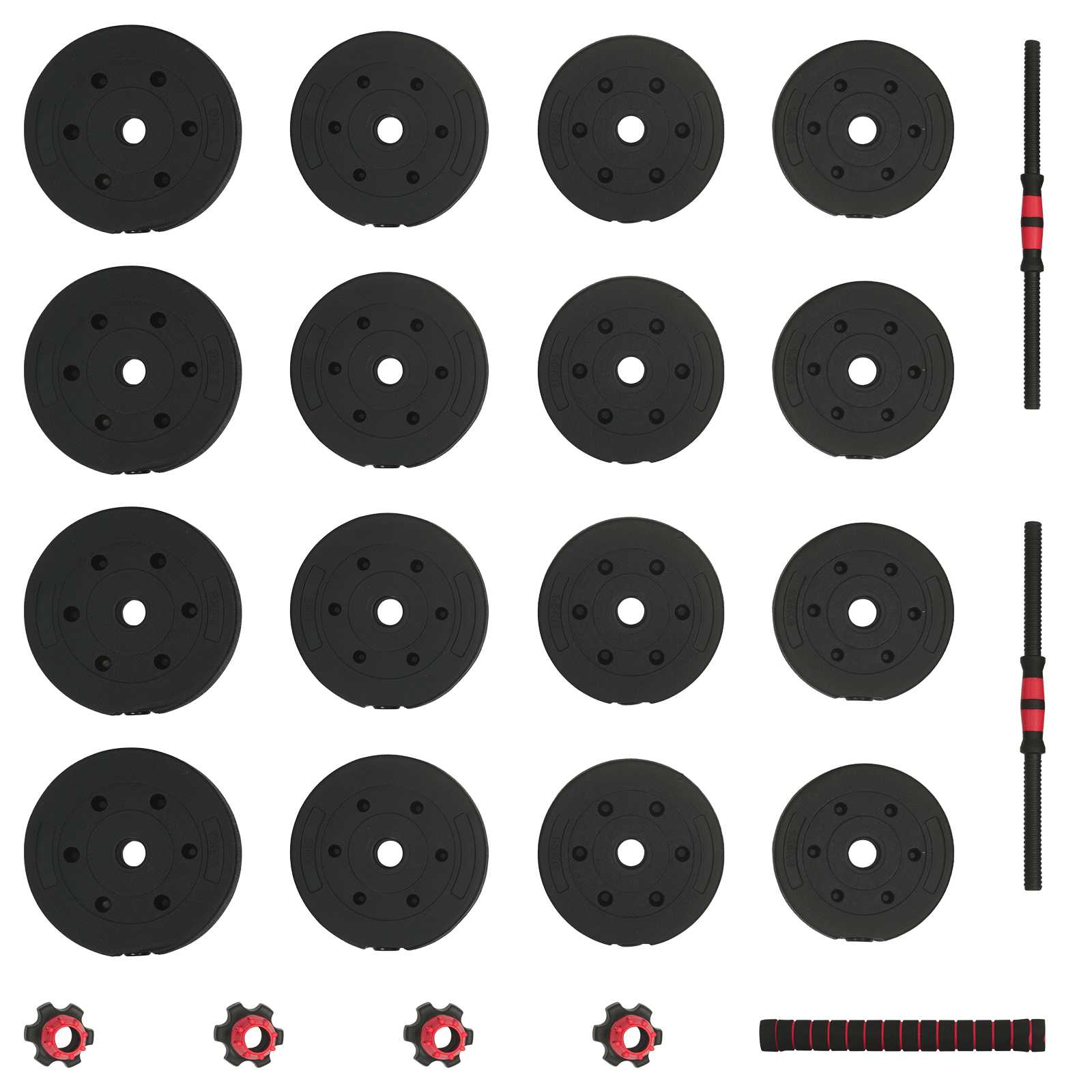 vidaXL 2-in-1 Hantelset Schwarz und Rot 121 x 19,5 x 19,5 cm