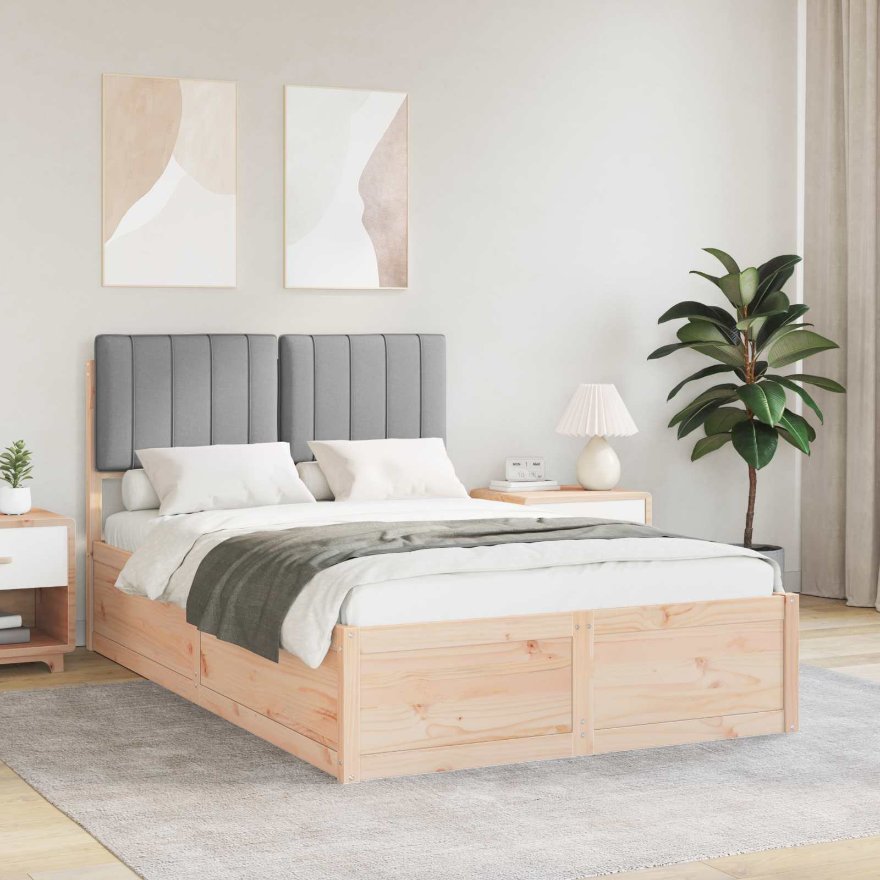 vidaXL Bettgestell mit gepolstertem Kopfteil Hellgrau 200 x 200 cm