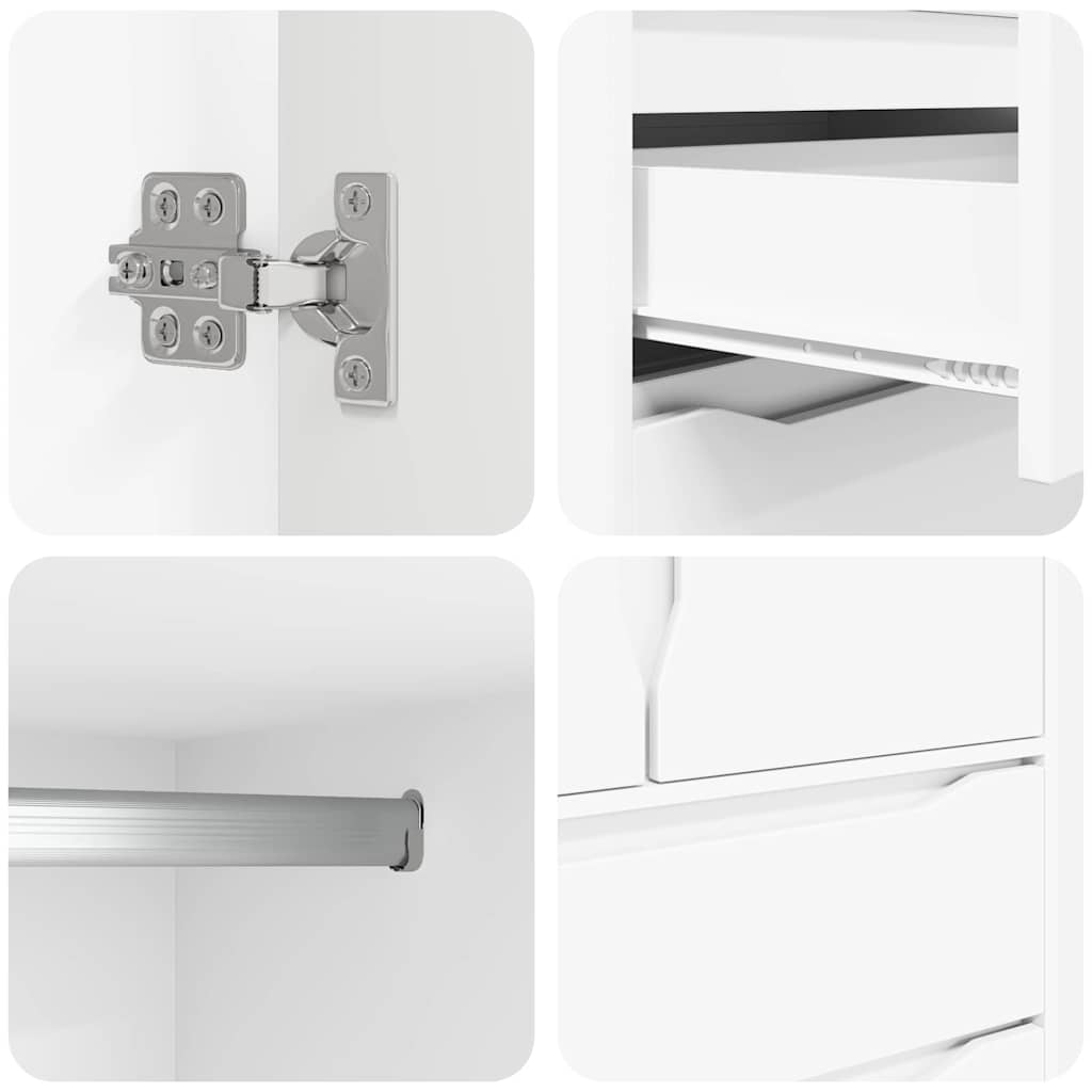 vidaXL Badezimmerschrank mit Tür Weiß 79,5 x 49 x 156 cm Holzwerkstoff