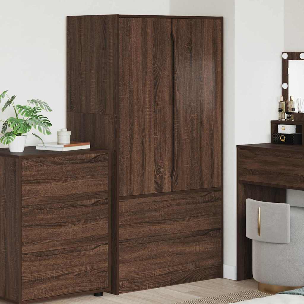 vidaXL Badezimmerschrank mit Tür Weiß 79,5 x 49 x 156 cm Holzwerkstoff