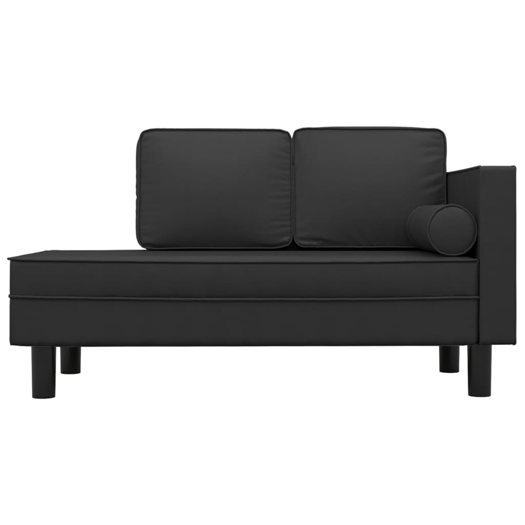 vidaXL Chaiselongue mit Kissen und Nackenrolle Schwarz Kunstleder