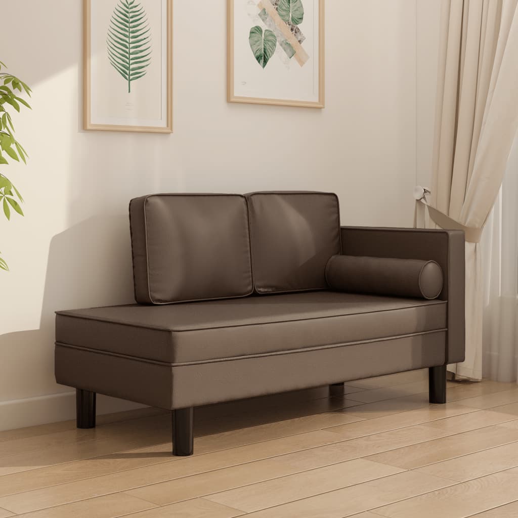 vidaXL Chaiselongue mit Kissen und Nackenrolle Schwarz Kunstleder