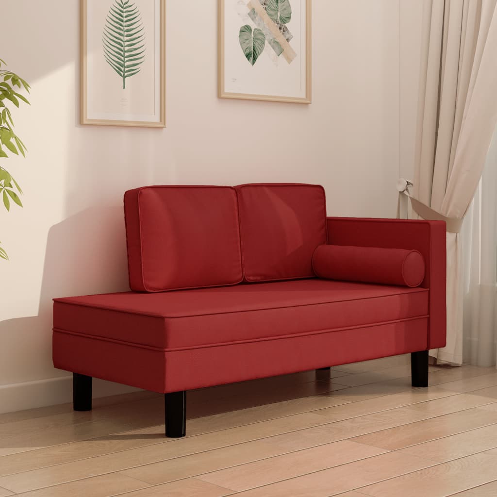 vidaXL Chaiselongue mit Kissen und Nackenrolle Schwarz Kunstleder