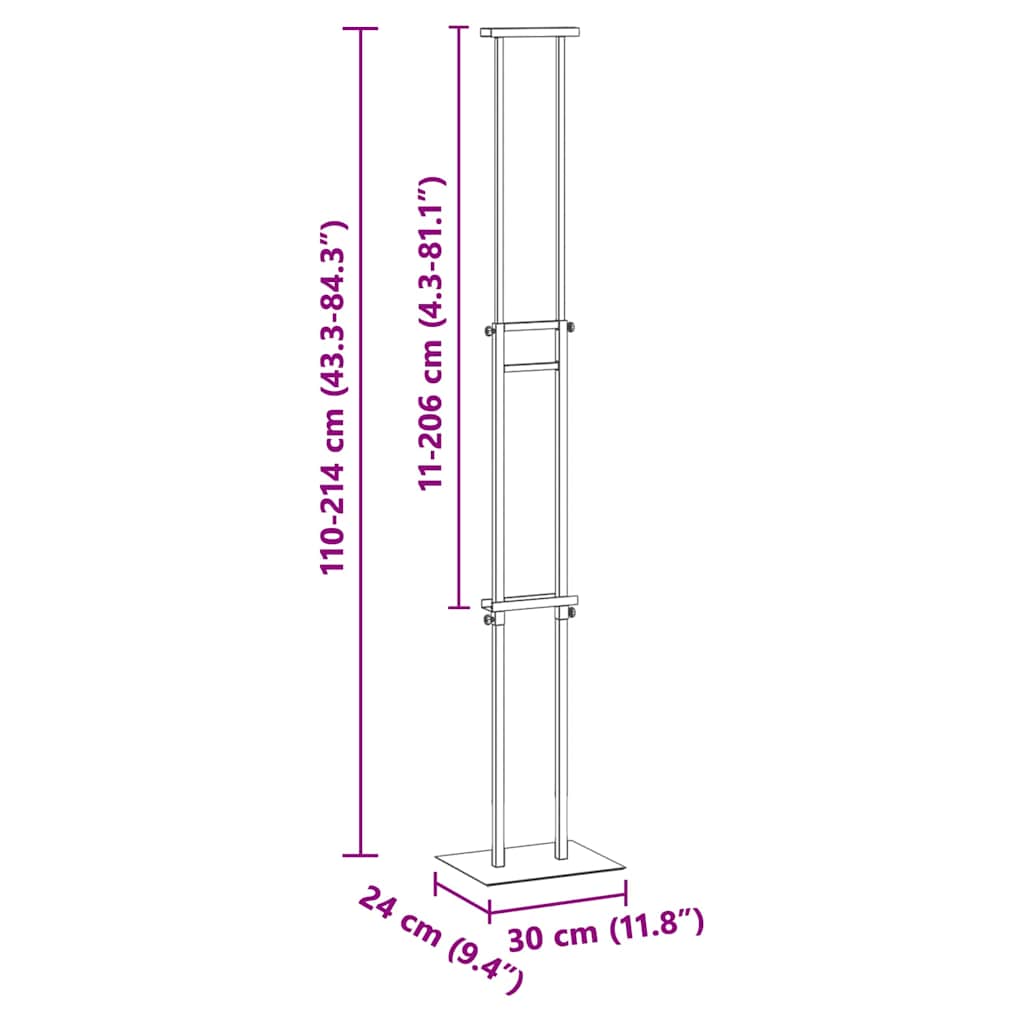 vidaXL Messestände 2 pcs Schwarz 30 x 24 x 208 cm Eisen
