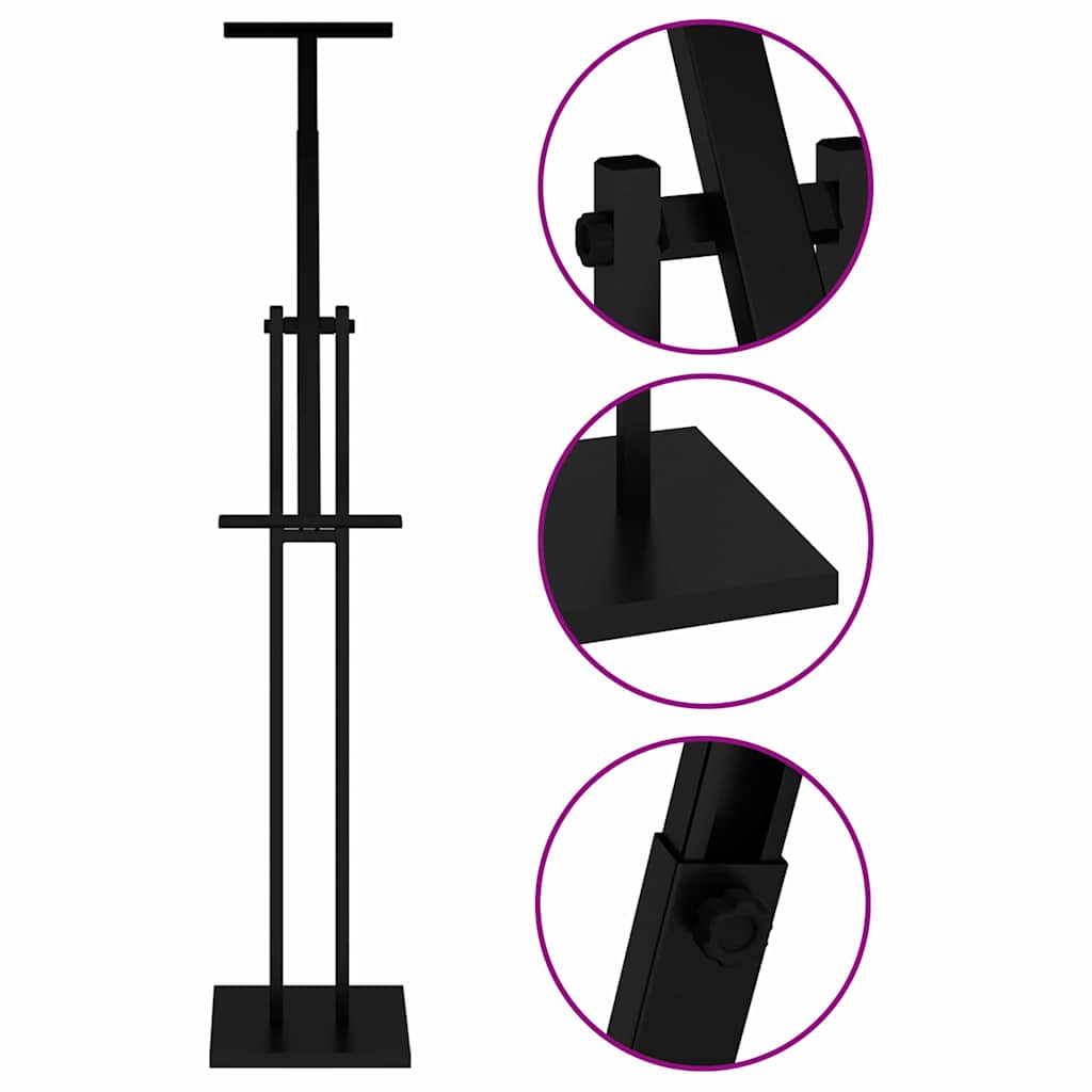 vidaXL Messestände 2 pcs Schwarz 26,5 x 26,5 x 127 cm Stahl