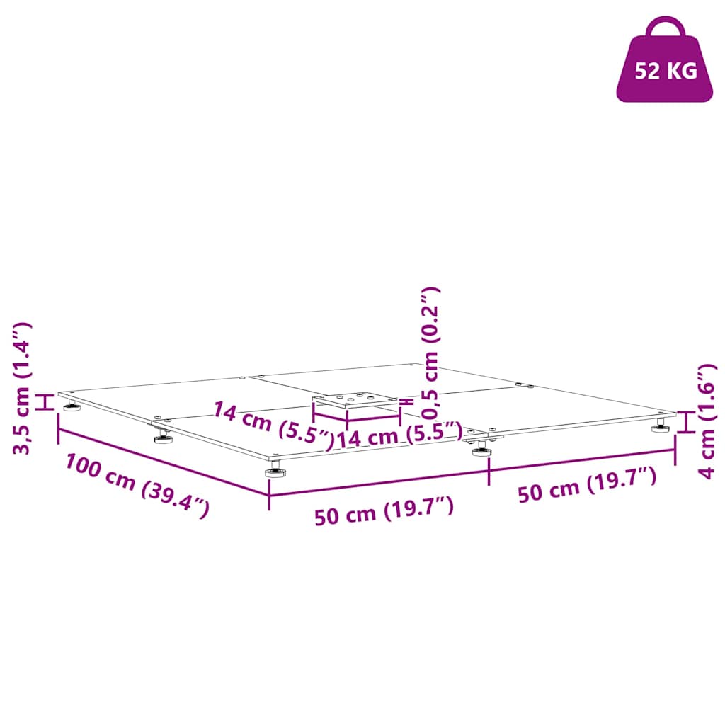vidaXL Sonnenschirmständer Dunkelgrau Holzlook 100 x 100 x 4 cm Stahl