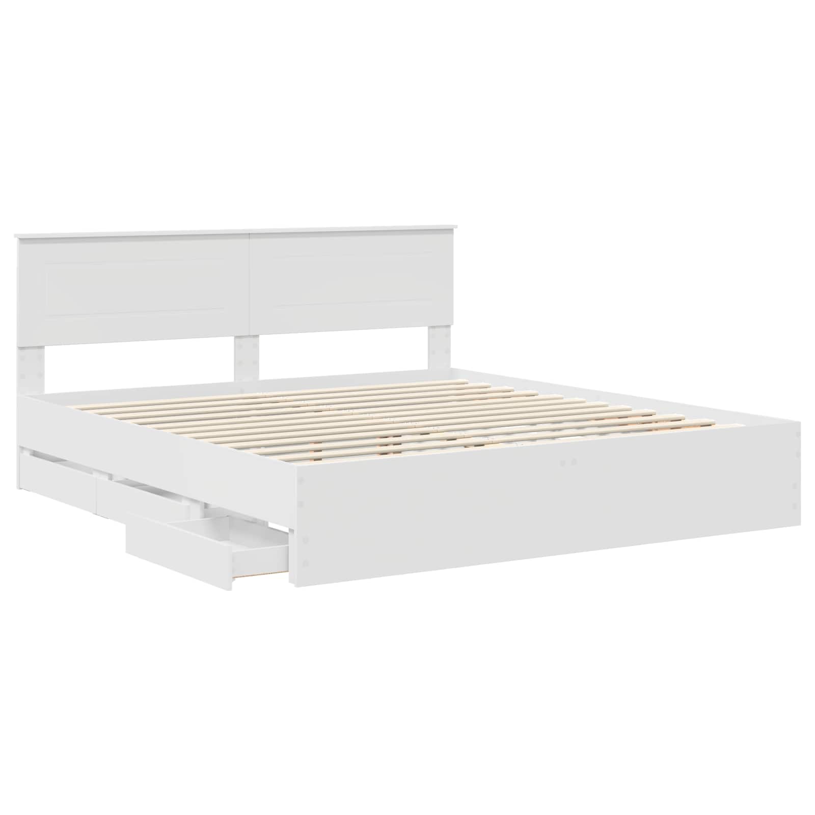 vidaXL Bettrahmen mit Schubladen Weiß 200 x 200 cm Ingenieurs Holz