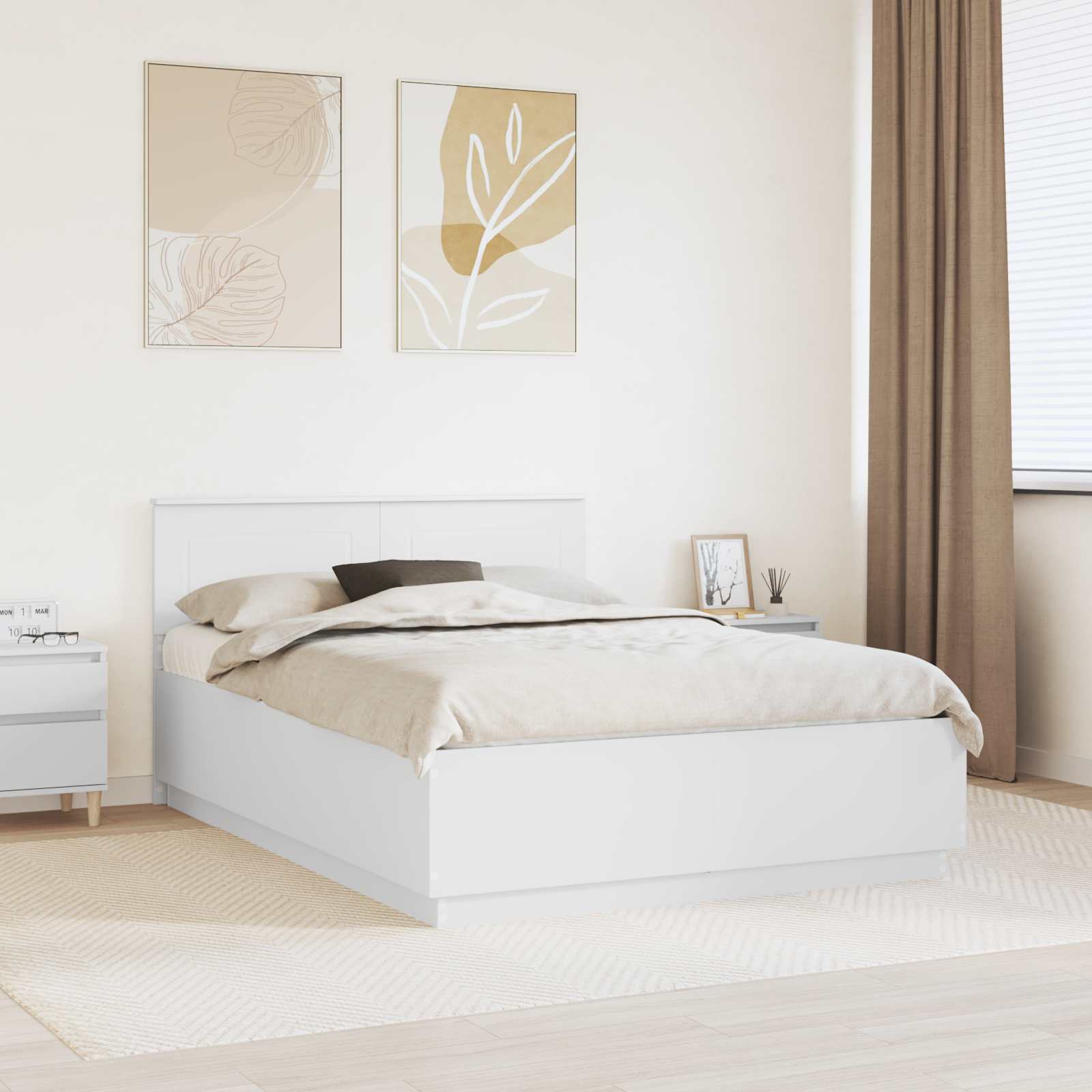 vidaXL Bettrahmen mit Kopfteil Weiß 200 x 200 cm Holzwerkstoff