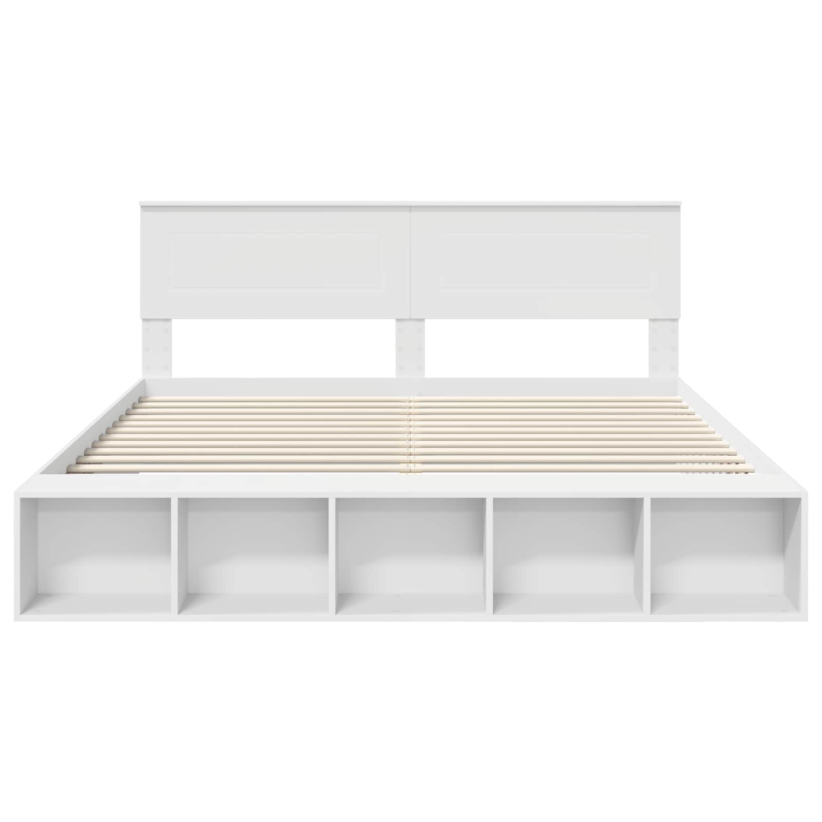 vidaXL Bettrahmen mit Regal Weiß 200 x 200 cm Holzwerkstoff