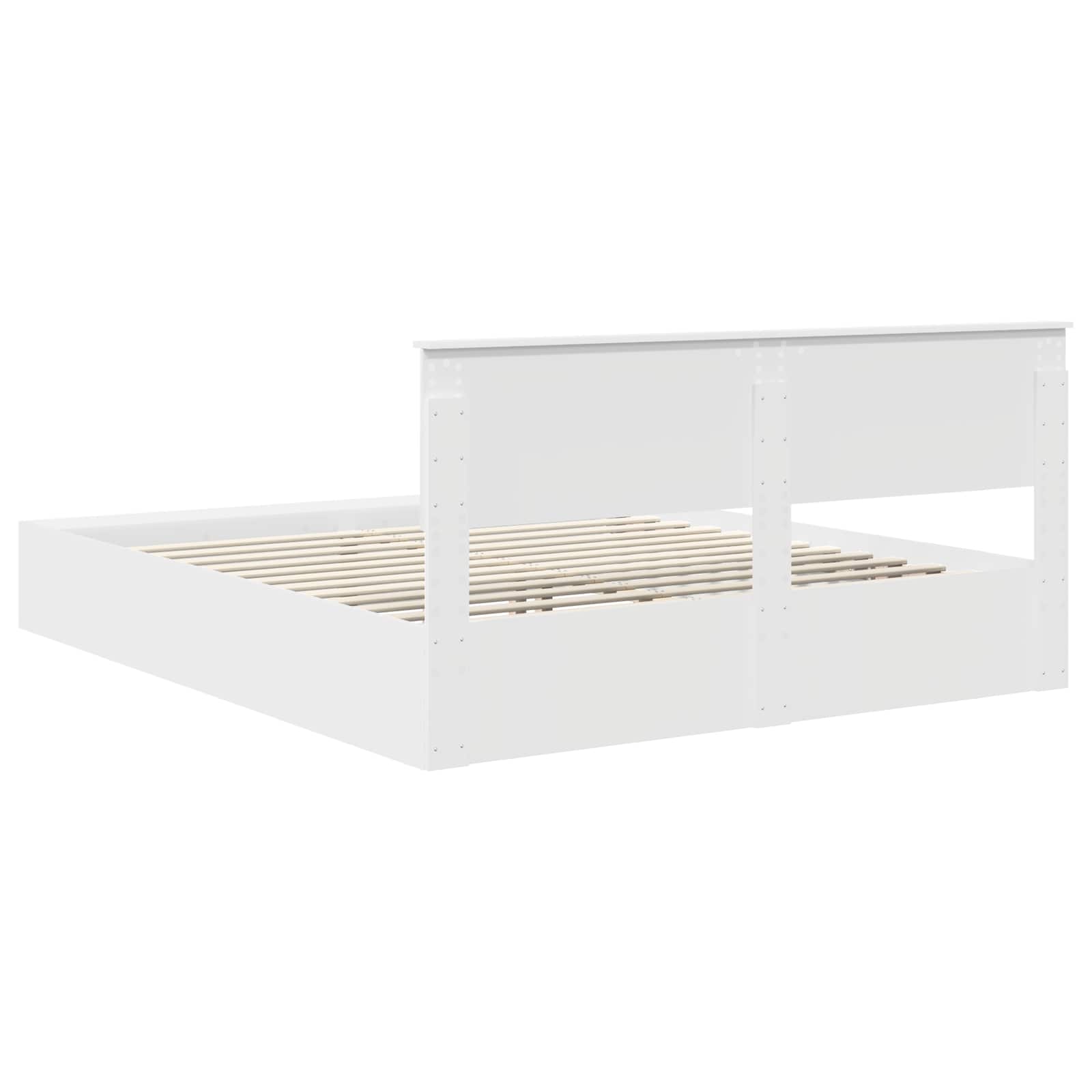 vidaXL Bettrahmen mit Regal Weiß 200 x 200 cm Holzwerkstoff