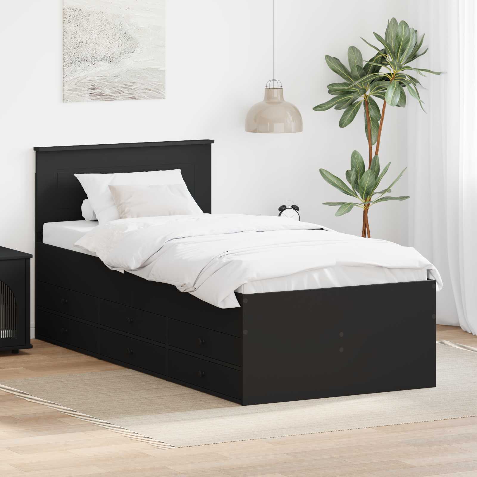 Tagesbett Weiß und Schwarz 100 x 200 cm Holzwerkstoff