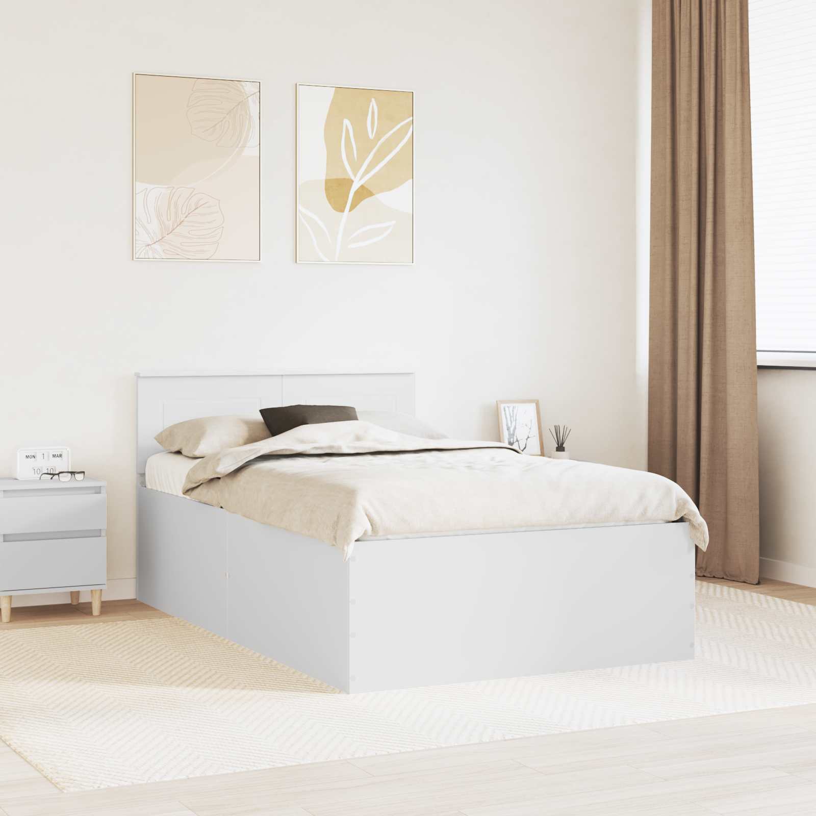 vidaXL Bettrahmen mit Kopfteil Weiß 200 x 200 cm Holzwerkstoff