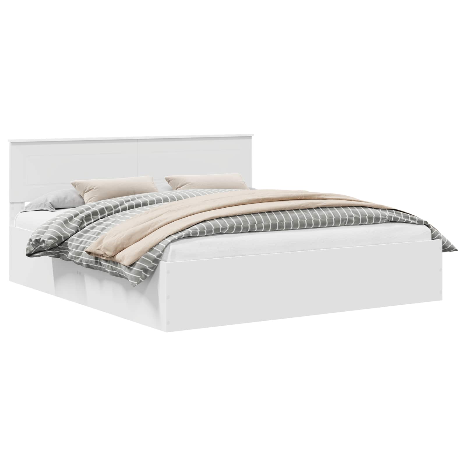 vidaXL Bettrahmen mit Kopfteil Weiß 200 x 200 cm Holzwerkstoff