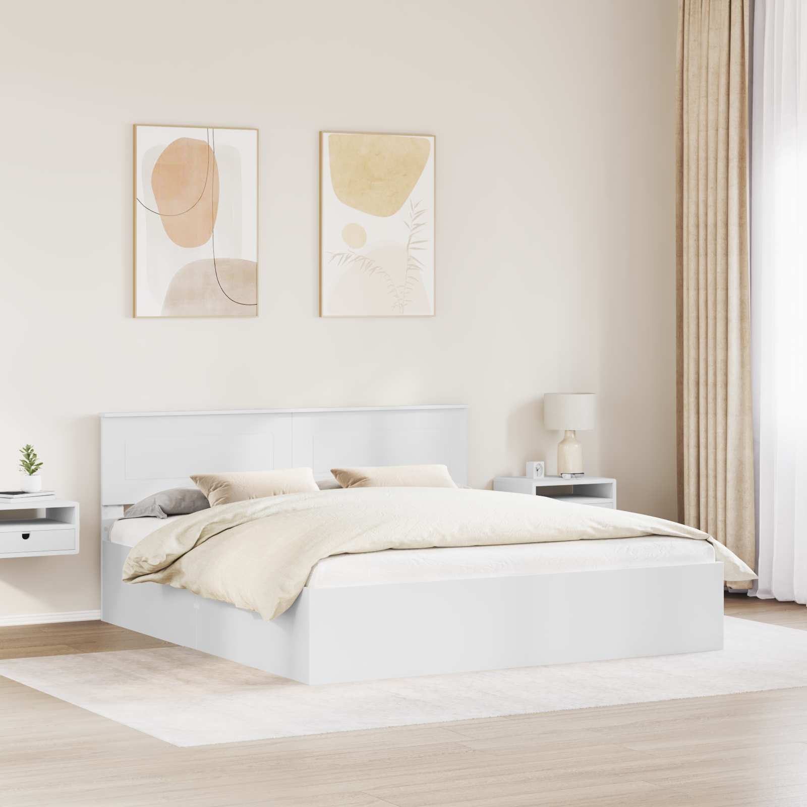 vidaXL Bettrahmen mit Kopfteil Weiß 200 x 200 cm Holzwerkstoff