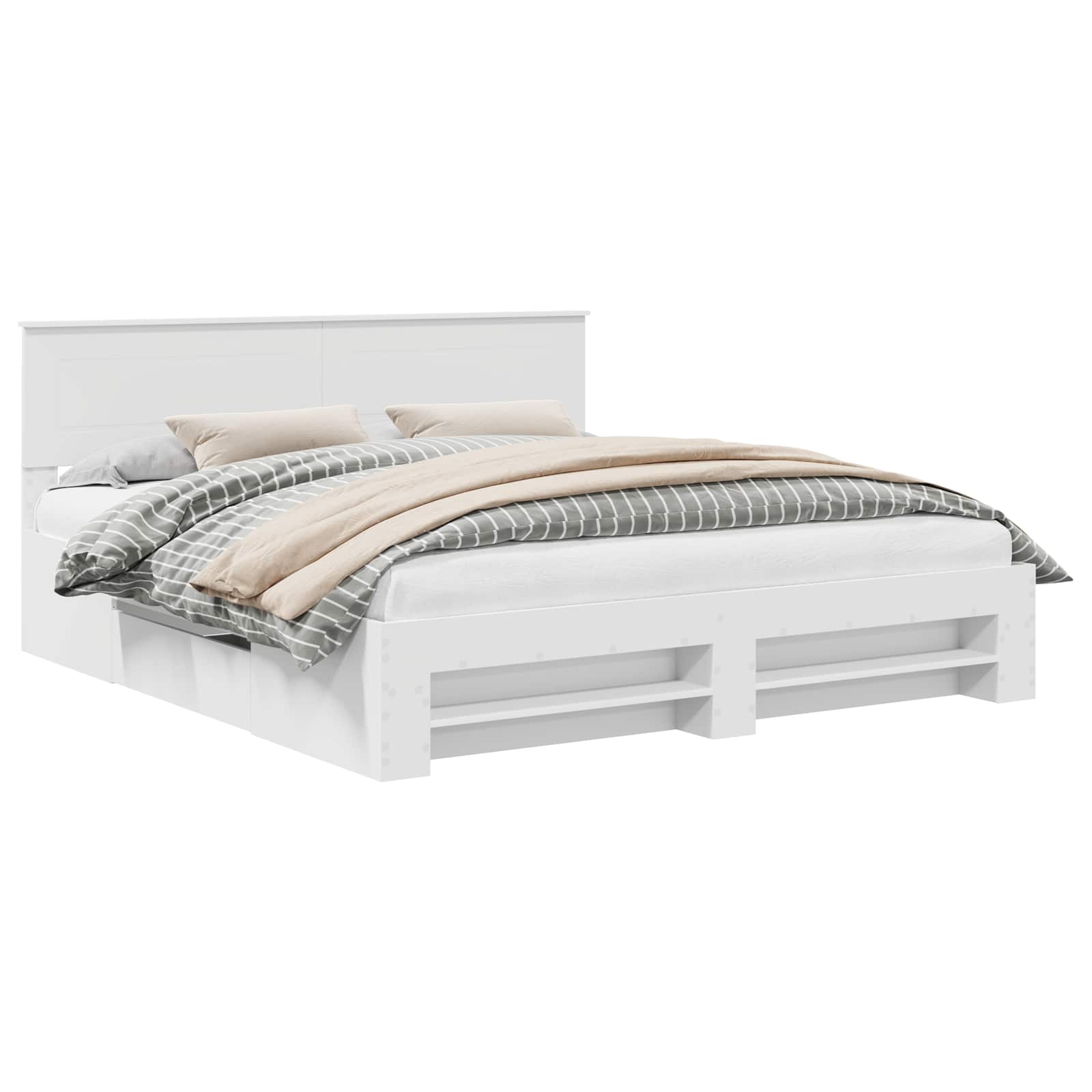 vidaXL Bettrahmen mit Kopfteil Weiß 200 x 200 cm Holzwerkstoff