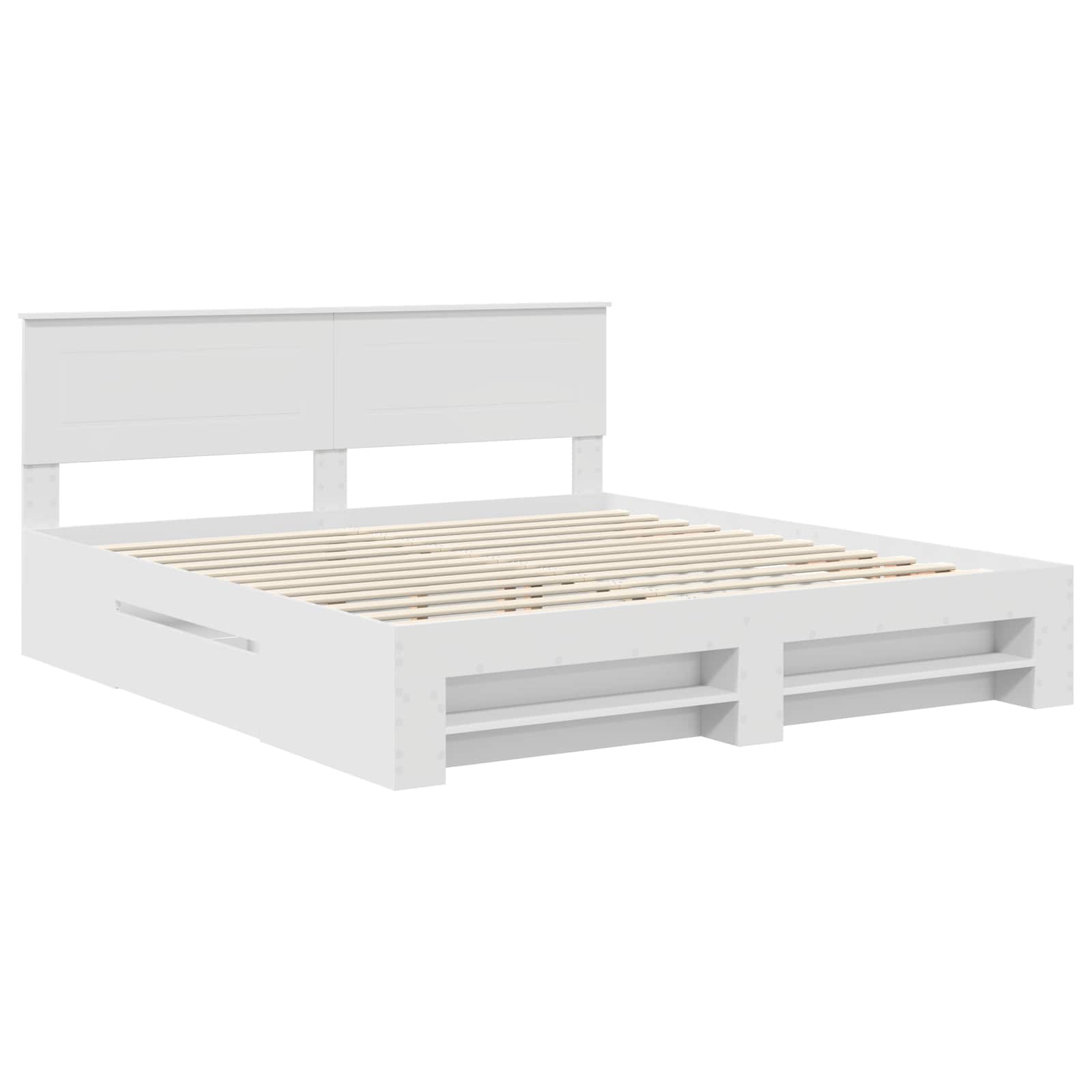 vidaXL Bettrahmen mit Kopfteil Weiß 200 x 200 cm Holzwerkstoff