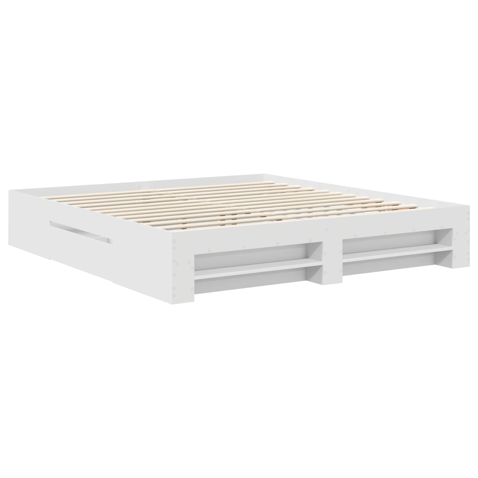 vidaXL Bettrahmen mit Kopfteil Weiß 200 x 200 cm Holzwerkstoff