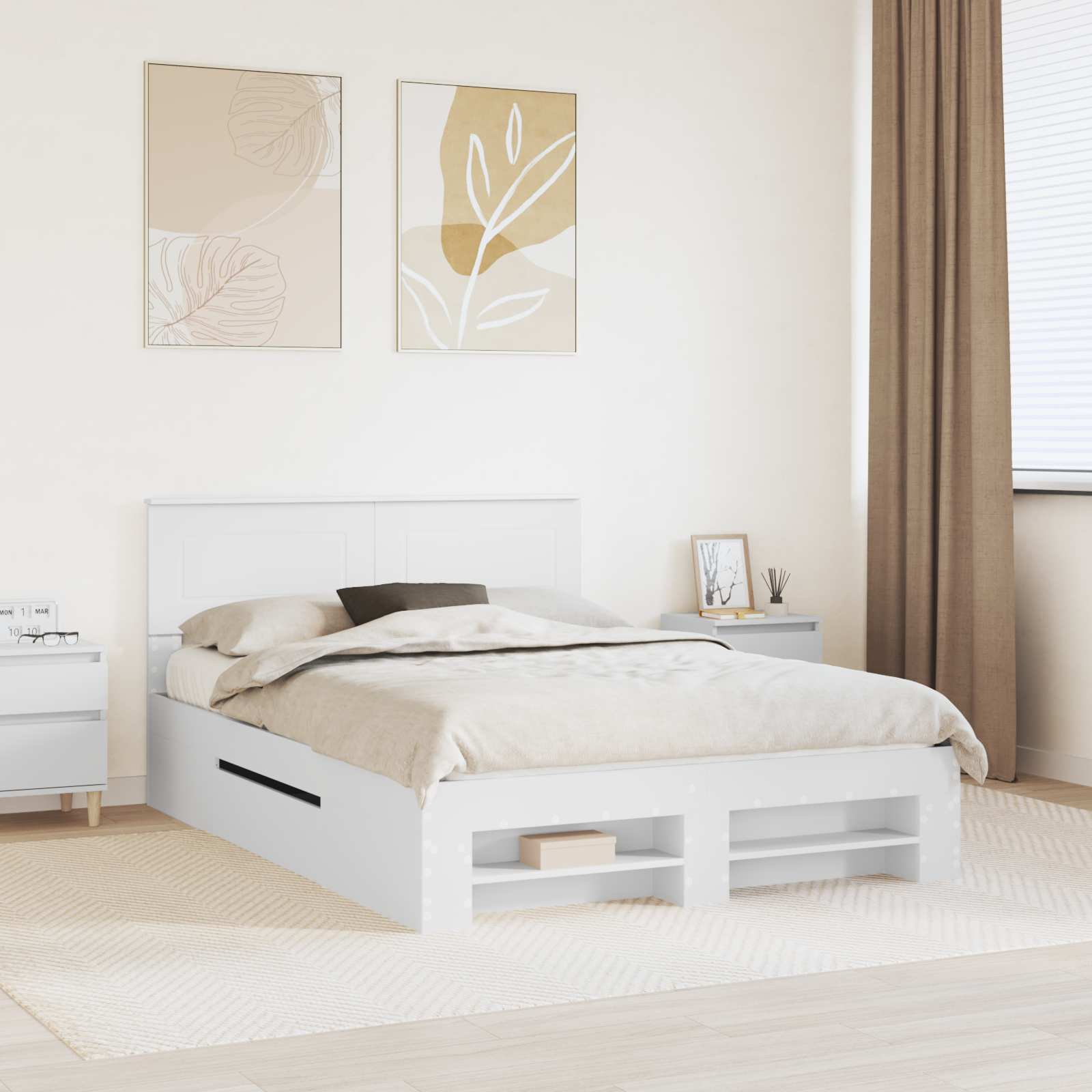 vidaXL Bettrahmen mit Kopfteil Weiß 200 x 200 cm Holzwerkstoff