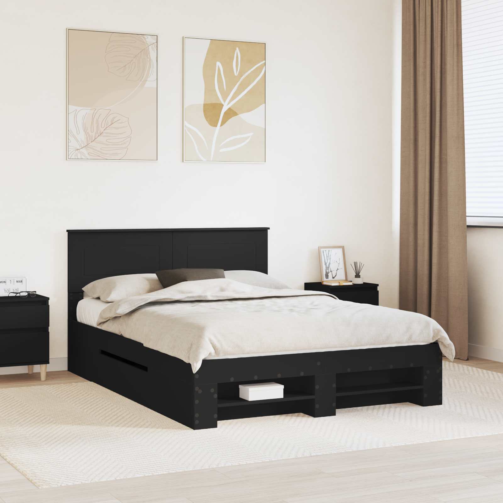 vidaXL Bettrahmen mit Kopfteil Weiß 200 x 200 cm Holzwerkstoff