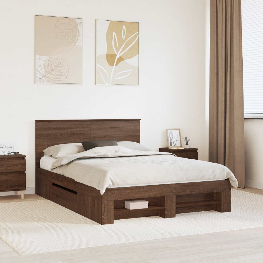 vidaXL Bettrahmen mit Kopfteil Weiß 200 x 200 cm Holzwerkstoff