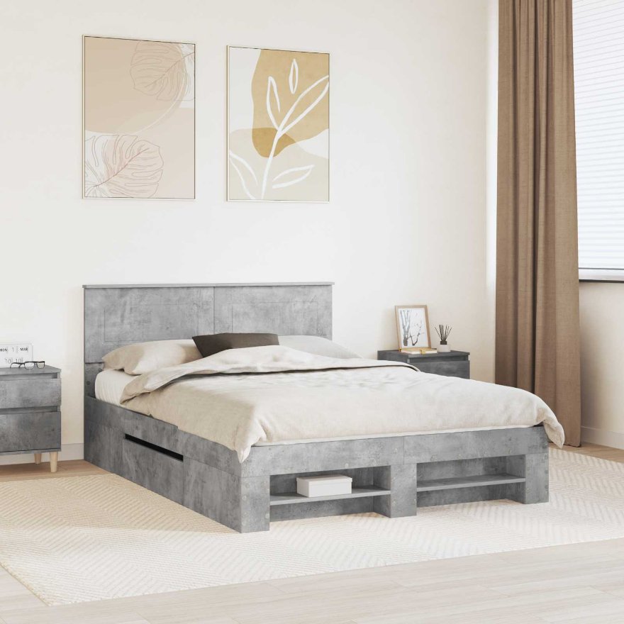 vidaXL Bettrahmen mit Kopfteil Weiß 200 x 200 cm Holzwerkstoff