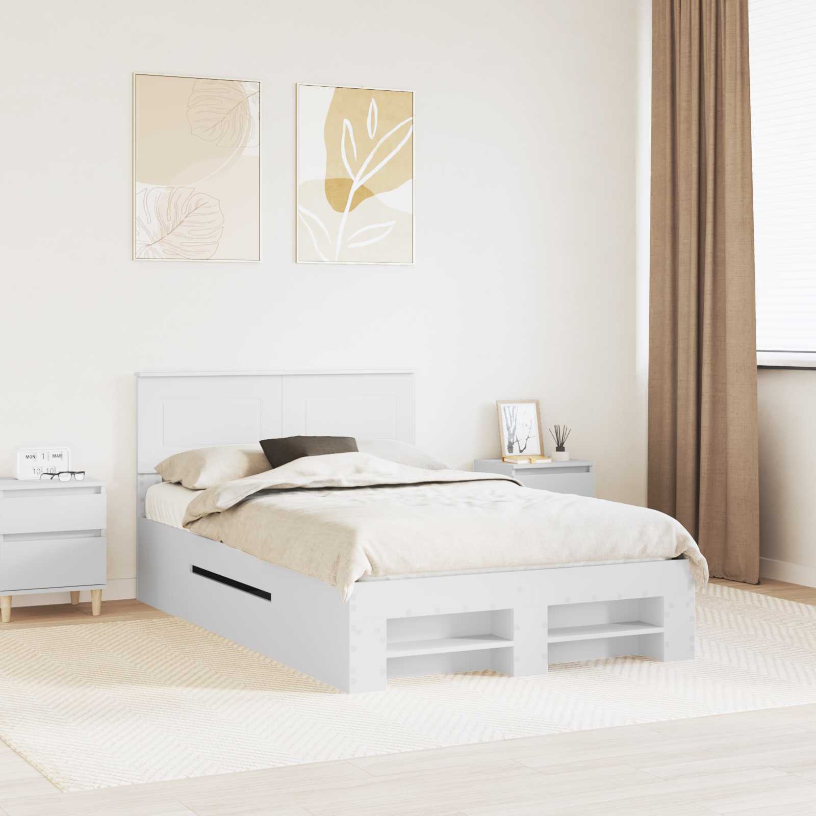 vidaXL Bettrahmen mit Kopfteil Weiß 200 x 200 cm Holzwerkstoff