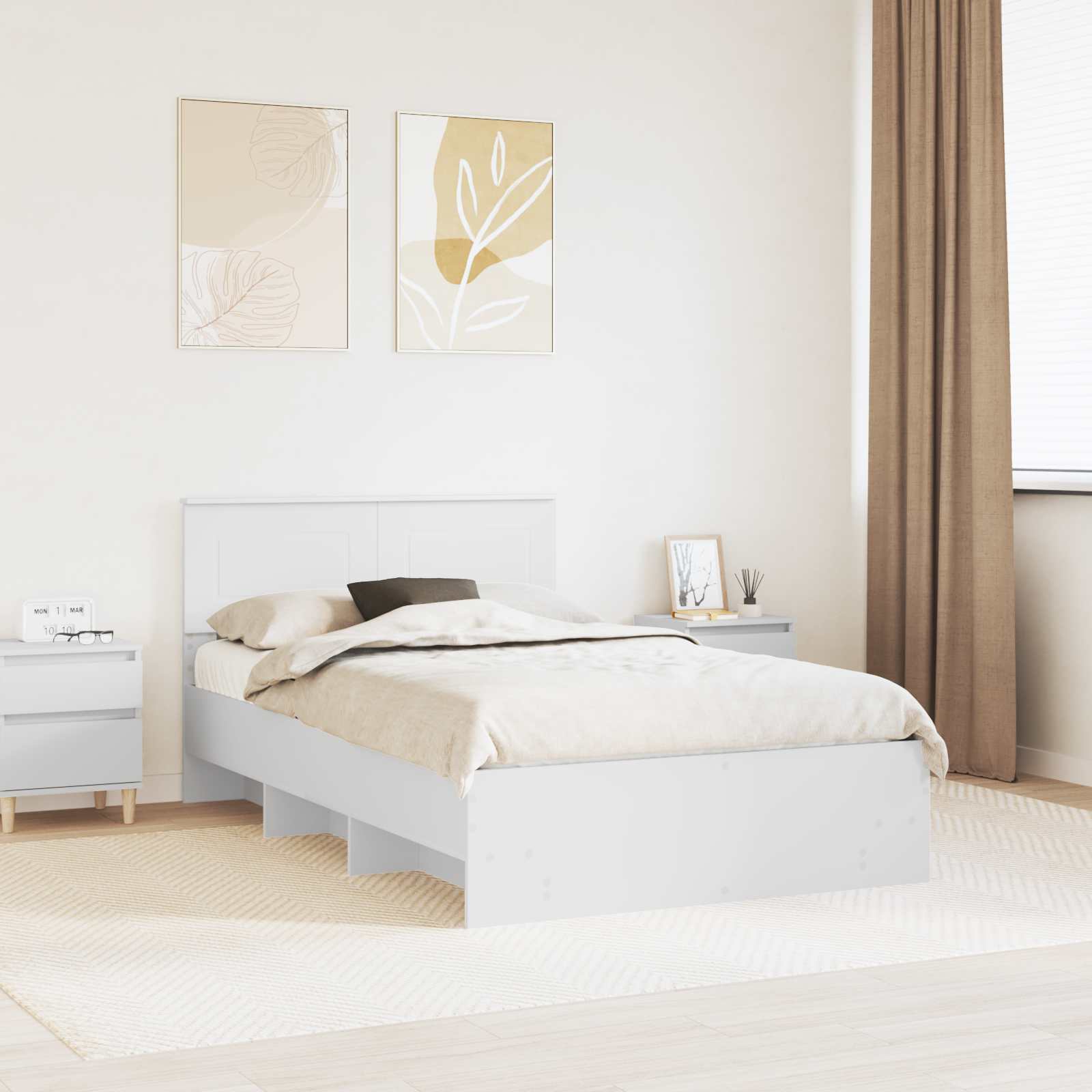 vidaXL Bettrahmen mit Kopfteil Weiß 200 x 200 cm Holzwerkstoff