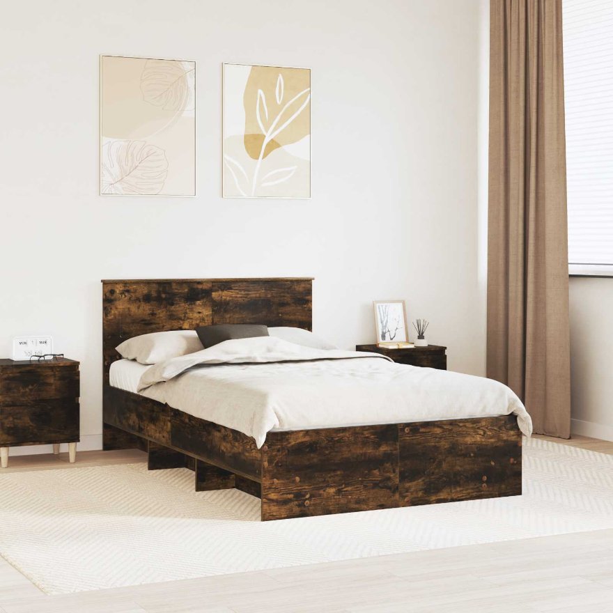 vidaXL Bettrahmen mit Kopfteil Weiß 200 x 200 cm Holzwerkstoff